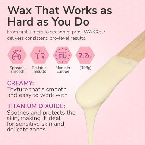 WAXXED Cream Hard Wax Beads 2.2LB ? Professional Hard Wax Beads for Hair Removal ? Titanium Dioxide Infused Hard Wax Beads for Sensitive Skin ? Smooth Application & Clean Removal ? Salon & Home Use