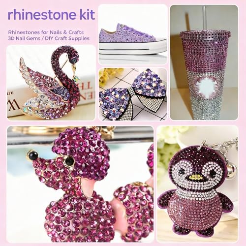 Duyige 40-Compartment Rhinestones Kit for Tumblers & Crafts, 40,000pcs 3mm Flat Back Bling Gems with Glue