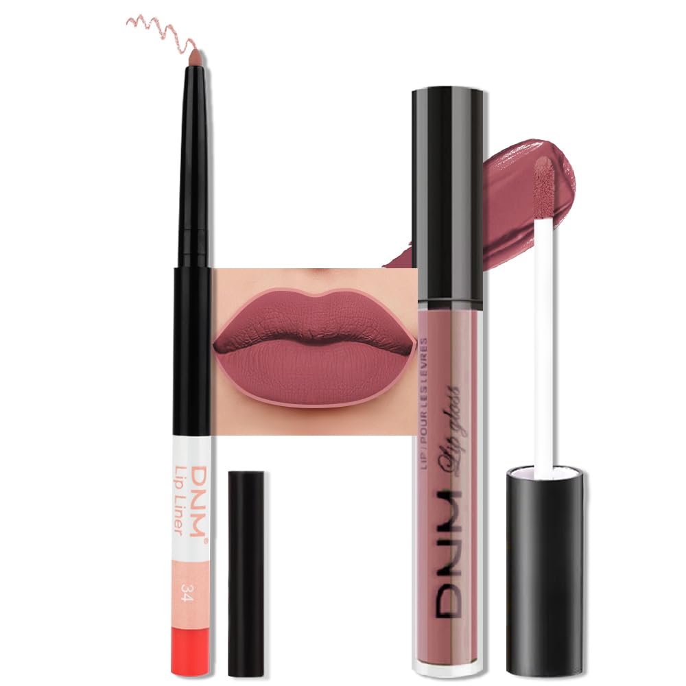 Medium Brown Beige Lip Liner & Matte Lipstick Set - Vegan, Long-Lasting, Waterproof | 2 Pcs