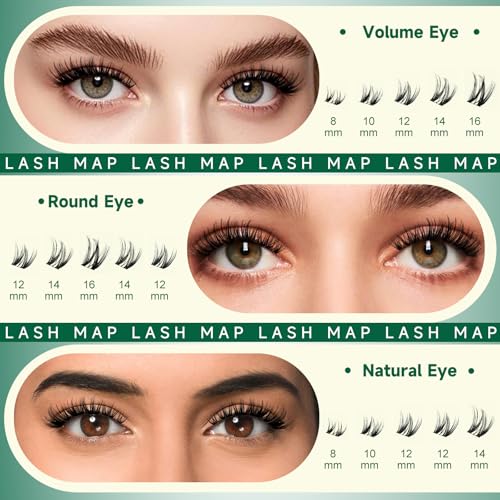 KEYYOU Flora Lash Clusters Flaunt Eyelash Clusters D Curl Cluster Eyelash Extensions 8-18mix False Eyelashes 132pcs Classic Wispy Natural Lash Cluster with Spikes£¨F01£©