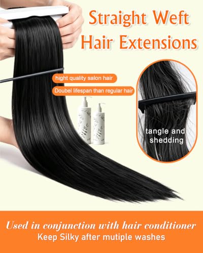 Mofyue 26 Inch Straight Synthetic Hair Extensions, Ombre Honey Blonde, 3 Pack