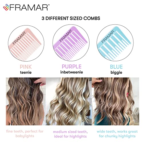 FRAMAR Dreamweaver Highlight Comb Set - 3 Pastel Hair Dye Combs