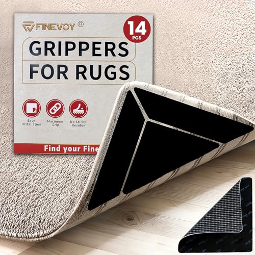 Finevoy 14PCS Non-Slip Rug Grippers for Hardwood Floors