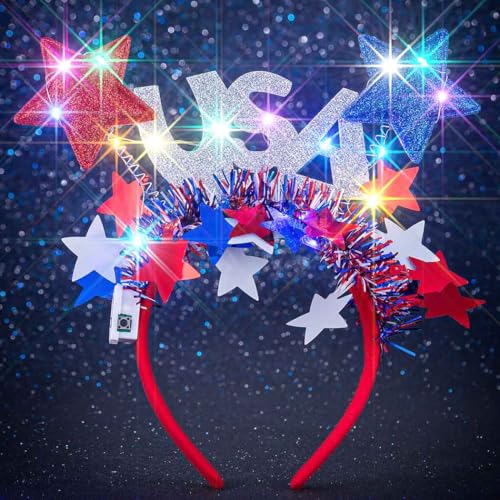 Light Up 4th of July Headband with LED Stars - Style B