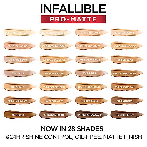 L'Oreal Paris Infallible Pro-Matte Liquid Foundation - Ivory Beige, 1 fl oz