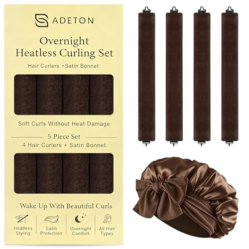 Velvet Heatless Curls Overnight Set with Satin Bonnet - 5 Piece