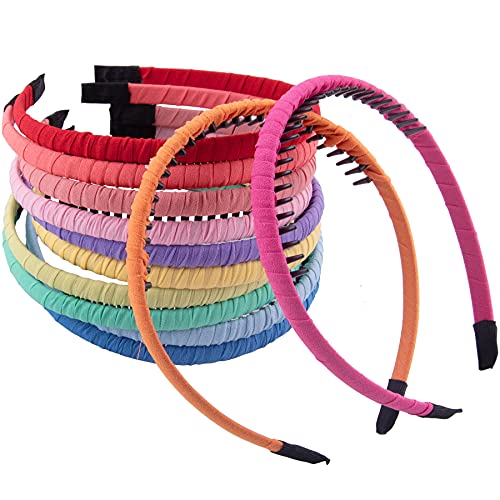 Duufin Colorful Girls Headbands with Teeth Comb - 12 Pack