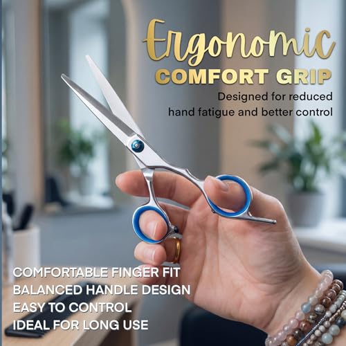 6.5 Inch Stainless Steel Hair Cutting Scissors with Adjustable Tension & Comfort Grip