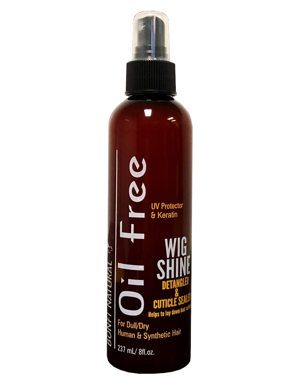 leebeauty.com Bonfi Natural Oil Free Wig Shine Detangler and Cuticle Sealer helps to lay down hair Cuticles UV Protector and Keratin For Dull/Dry human and synthetic hair (237 mL/ 8 Fl oz)