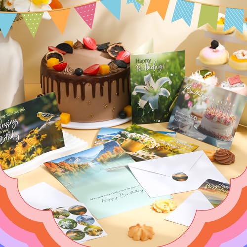 Gersoniel 24 Pack Religious Birthday Cards with Scripture