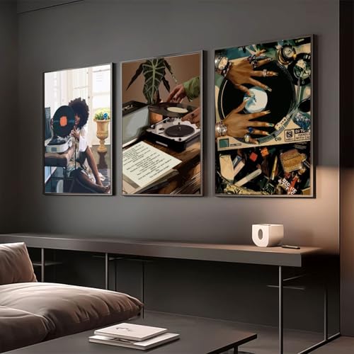 Funky Black Girl Poster - African American Canvas Wall Art 12x16in