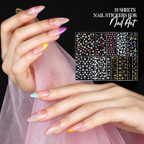 Teenitor Nail Art Kit with 5 Charm Boxes, Stickers & Tools