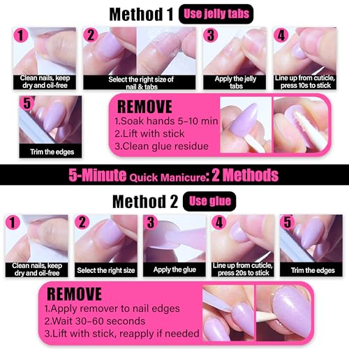 AJEAJE Red Ombre Press-On Nails 30 Pcs Full Cover with Glue Box Kit (Medium) – Easy Apply