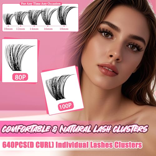 Gmagictobo DIY Lash Extension Kit - 640Pcs C Curl Eyelash Clusters