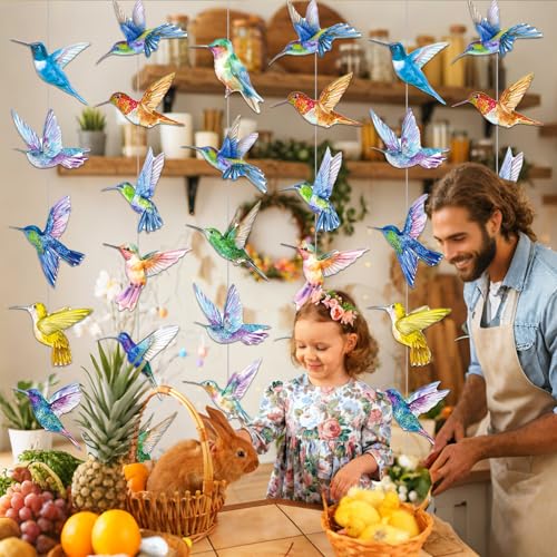 Hummingbird Birthday Party Decorations - Set of 6 Colorful Garlands