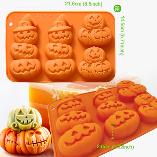 2-Pack 3D Pumpkin Silicone Molds for Halloween Baking