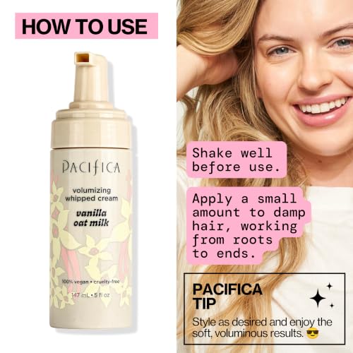 Pacifica Vanilla Oat Milk Hair Mousse - Light Hold, Hydrating & Vegan 5oz