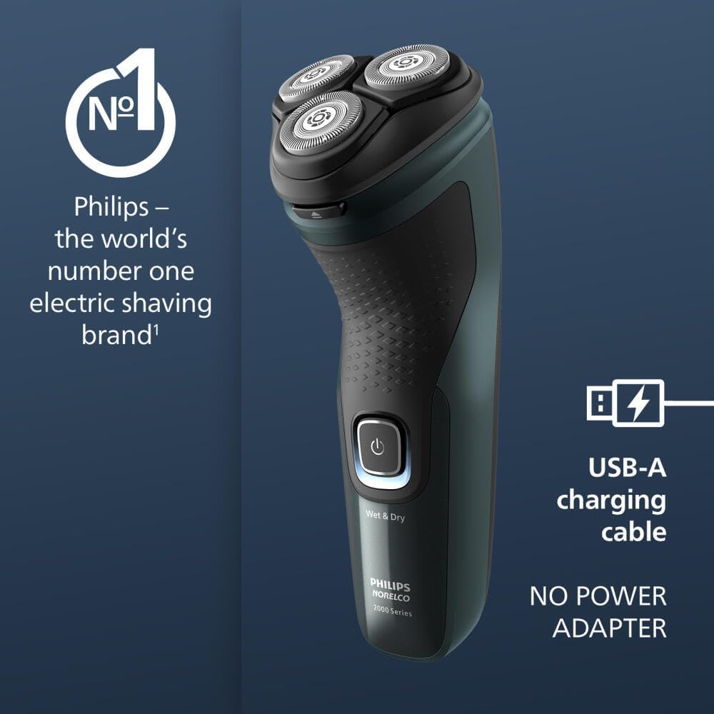 Philips Norelco Shaver 2600 Series - Wet & Dry Electric Shaver with Pop-Up Trimmer | Dark Forest Green, Model X3052/91