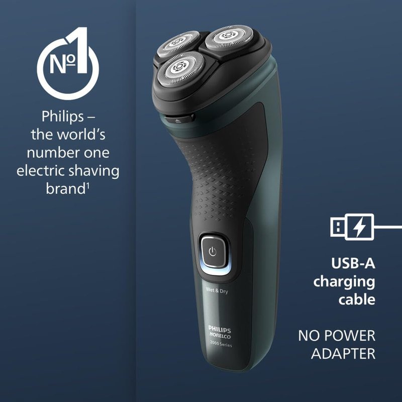 Philips Norelco Shaver 2600 Series, Wet and Dry Electric Shaver, Pop-up Trimmer, P-Cap, Travel Pouch, Dark Forest Green, Model X3052/91