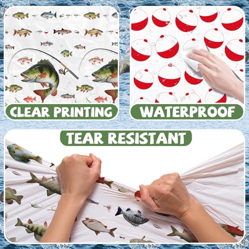 4 Pack Fishing Table Cloths - Bass Theme Party Decorations, 51.2" x 87"