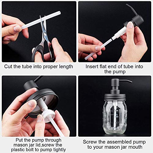 Mason Jar Soap Dispenser Lids with Pumps - 2 Pack, Rustproof Stainless Steel for 16 oz Jars