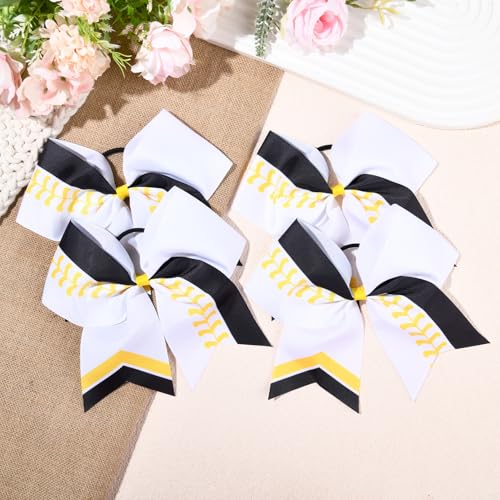 DEEKA 12 Pack Softball Cheer Bows 8-Inch Hair Accessories for Girls Teen Cheerleaders