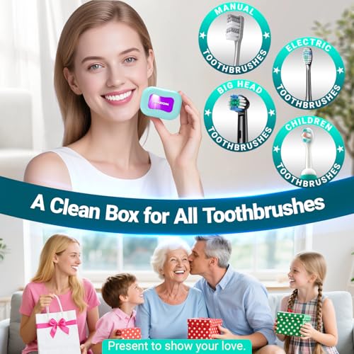 RRZIOM Blue Toothbrush Sanitizer Case - Portable Rechargeable Cleaner