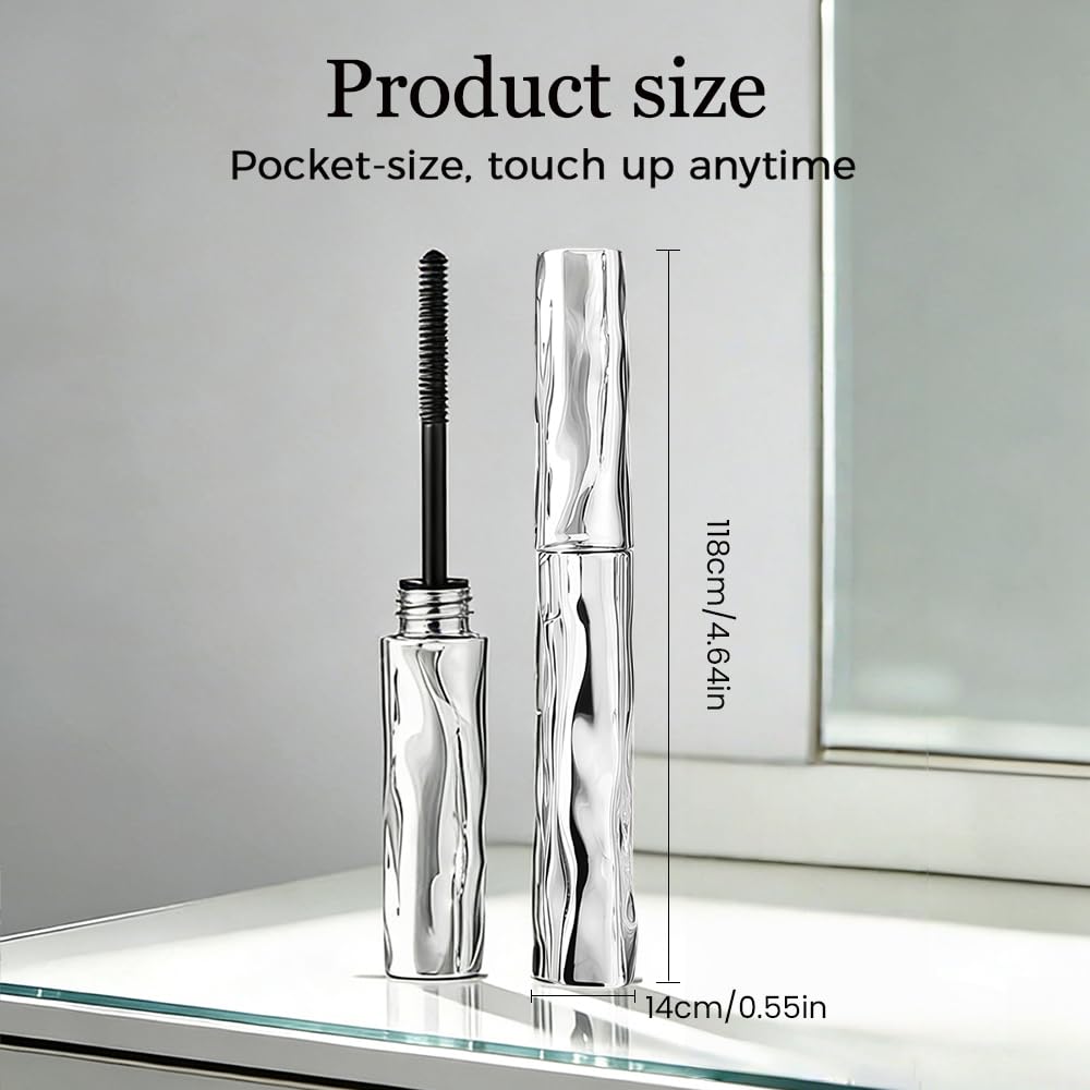 2026 Upgrade Waterproof Iron Wand Tube Mascara, Steel Tube Eyelash Primer, Tubular Eyelash Primer Curling Women, Tubular Fiber Mascara Black Natural for Old Women (1 Set Black)