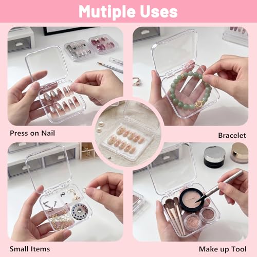 12Pcs Clear Press On Nail Organizer with Large Storage Box & Dual Sided Tape - TIOWJABK Variant