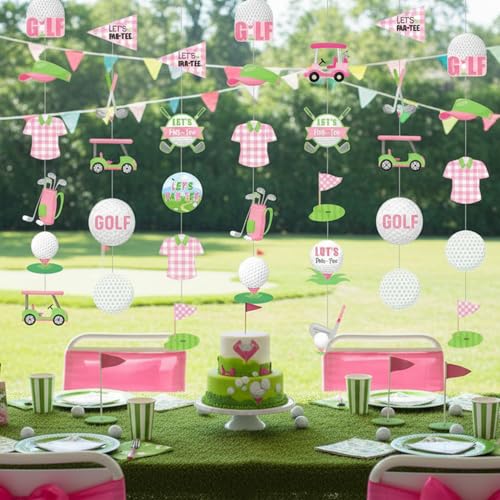 Pink Golf Party Decorations - 6Pcs Hanging Garlands for Girls