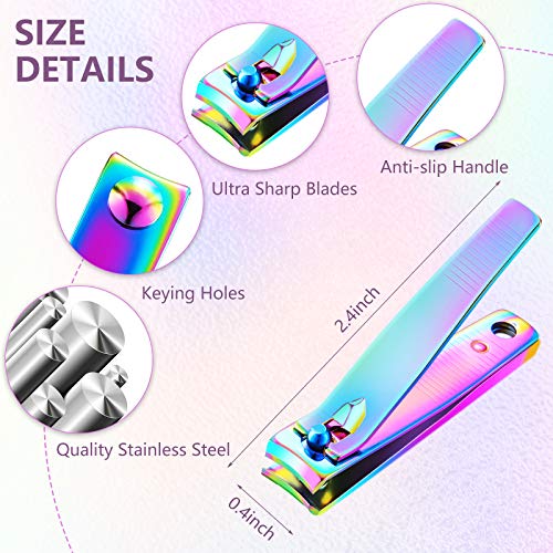 6-Piece Rainbow Stainless Steel Nail Clipper Set for Travel