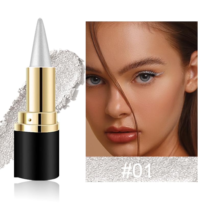 BANGFENG Silver Waterproof Eyeliner Pencil - Bold Goth Eye Makeup, Long-Lasting & Smudge-Proof, 1 Pack
