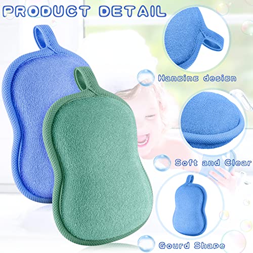 Tatuo 4 Pcs Baby Bath Sponge Set - Soft Shower Sponges in Green & Blue
