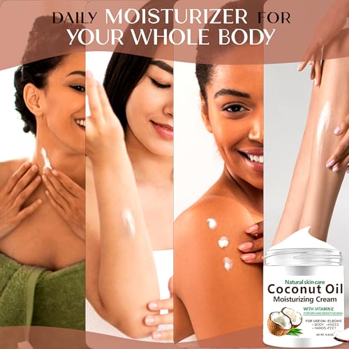 ElvenStars Coconut Oil Moisturizing Cream 300ml - Hydrating Body Lotion for Dry Skin