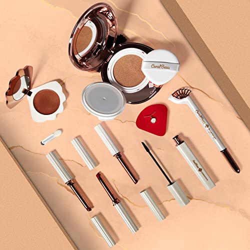 Shell Makeup Kit for Teens - All-in-One CoralBeau Makeup Gift Set with BB Cream, Eyeshadow Palette, Lipsticks & Accessories
