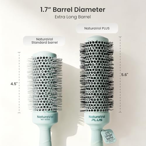 AIMIKE NaturaVol PLUS Extra Long Round Brush - 1.7" Barrel for Fast Blowouts