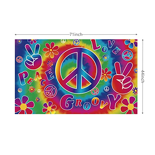 Retro Hippie Backdrop Banner - 71x44 Inch Polyester for 60's Party