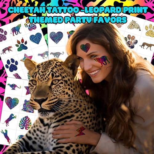 Cheetah Temporary Tattoos - 96 Jungle Theme Stickers for Kids