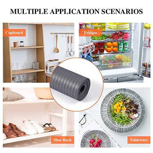 Mcrbeay Non-Adhesive Shelf Liner - Washable Kitchen Cabinet Protectors, Gray, 10" x 10 ft
