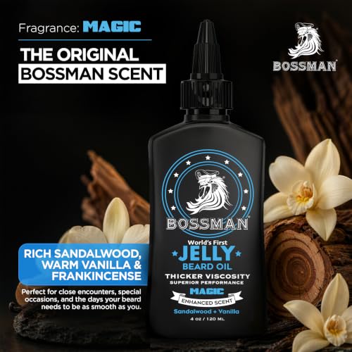 Bossman Magic Beard Oil Jelly 4 oz - Thicker Formula, Texas Made, Nourishing & Scented