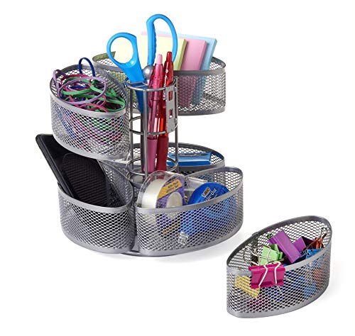 Nifty Carousel Organizer – Silver 360-Degree Spinning Makeup Storage