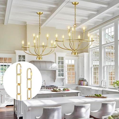 Garini 2-Pack 3ft Gold Pendant Light Fixture Chain with Detachable Links