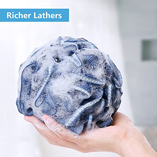 VANZAVANZU Bath Loofah Set of 4 Large 80g Mesh Shower Sponges Navy Blue