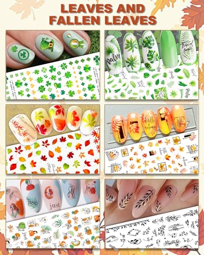 IDDFEVE 30 Sheets All Holiday & Seasonal Nail Stickers - Colorful Self-Adhesive Nail Art Decals
