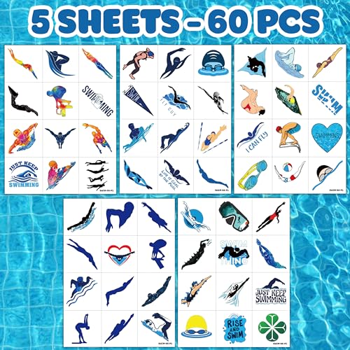 60 PCS Summer Temporary Tattoos for Pool Parties & Birthdays