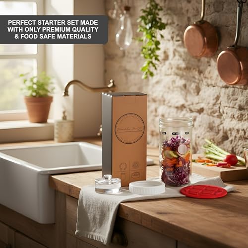 Complete Fermentation Kit with Mason Jar & Burping Lids
