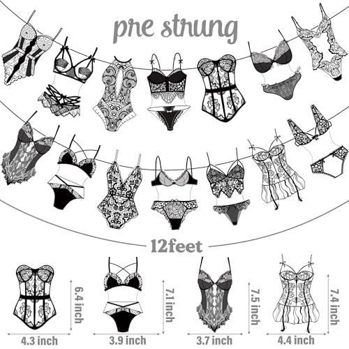 Lingerie Party Banners - 2Pcs Black Bras & Panties Decor for Bridal Showers