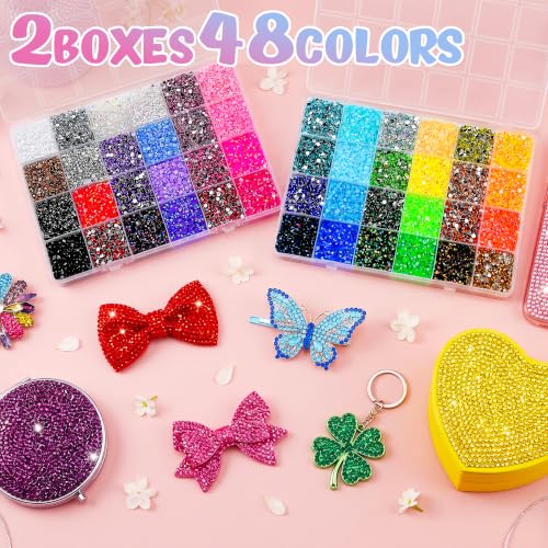 LOTWOW 70000 Pcs Bedazzling Kit with 48 Colors Rhinestones & Glue