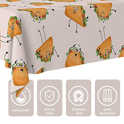 Mexican Taco Print Tablecloth - 53"x98" Rectangular Party Cover