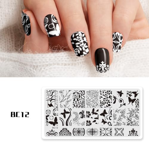 10-Piece Nail Art Stamping Plate Set with Stamper and Holder
